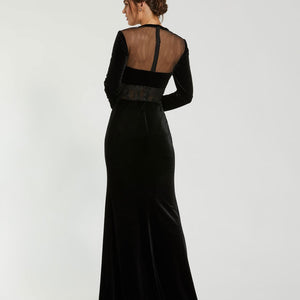 Mac Duggal 20741 Prom Fitted Long Sleeve Formal Velvet Dress