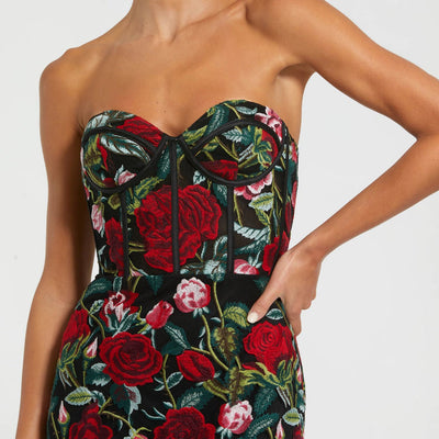 Mac Duggal 20757 Long Fitted Floral Applique Formal Dress