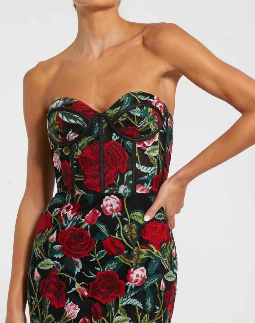 Mac Duggal 20757 Long Fitted Floral Applique Formal Dress