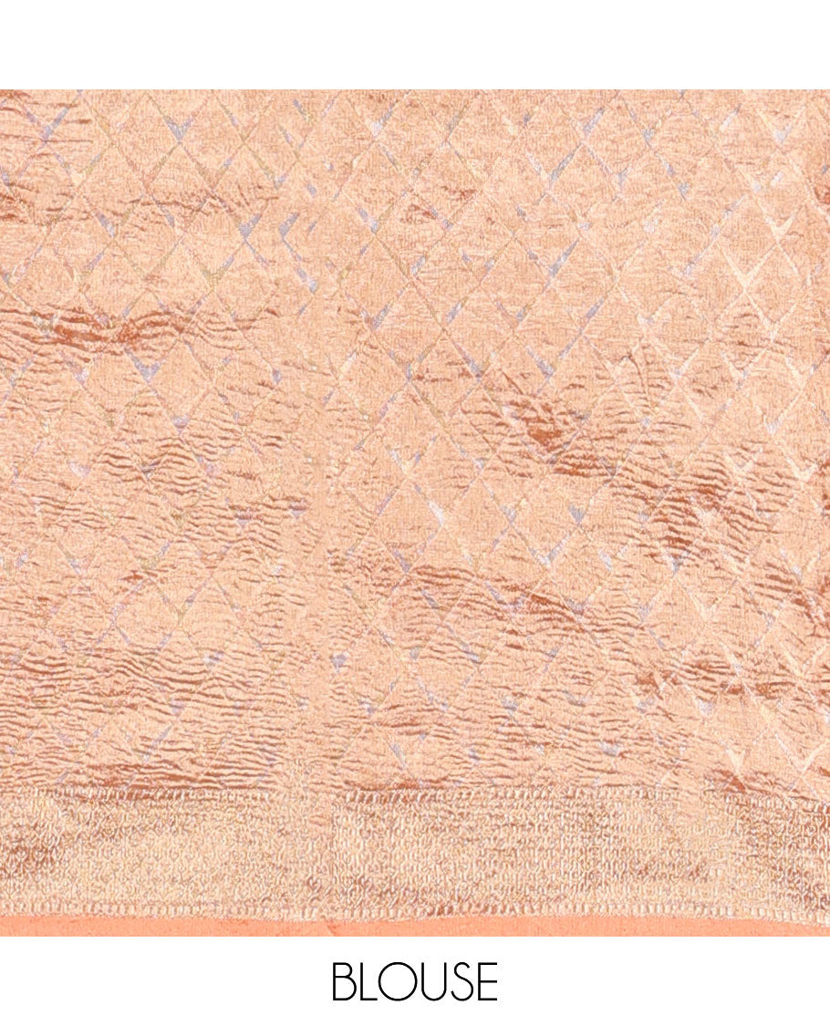 Orange crushed saree, traditional design border & pallu of intricate designs