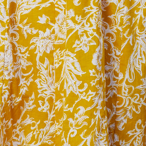 Floral Printed Resham & Pearl Embroidered Anarkali Kurta with Pants & Shaded Embroidered Dupatta - Mustard
