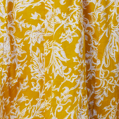 Floral Printed Resham & Pearl Embroidered Anarkali Kurta with Pants & Shaded Embroidered Dupatta - Mustard