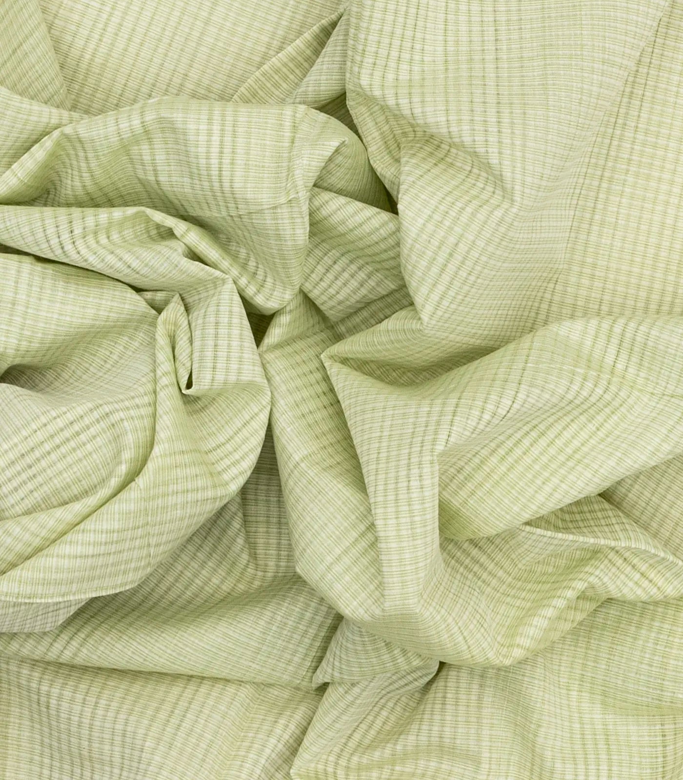 Light Green Mangalagiri Cotton Saree With Stripes & Contrast Border