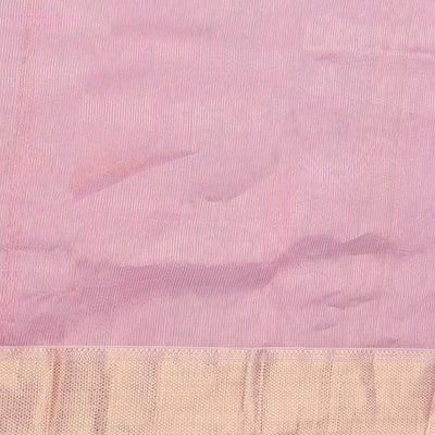 Pink striped crushed tissue saree, traditional design zari border & pallu of stripes