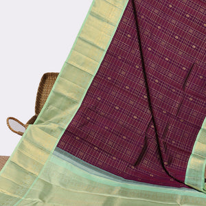Purple zari designs kanchipuram silksaree,contrast intricate pallu & korvai border of rekku,neli,mayil,poun & kuyil kann