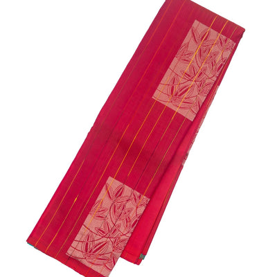 Hot Pink Handloom Soft Silk Saree With Stripes & Buttas