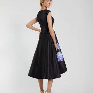 Mac Duggal 20995 A Line Floral Print Cocktail Midi Dress
