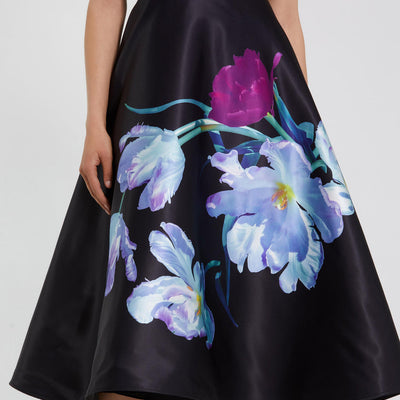 Mac Duggal 20995 A Line Floral Print Cocktail Midi Dress