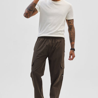 Dark Brown Relaxed Fit Parachute Pants