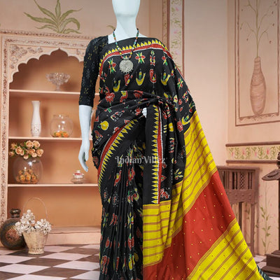 Black Odisha Handloom Designer Nabarangi Silk Saree