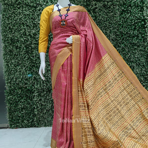 Pink Kalyani Bomkai Exclusive Designer Sambalpuri Silk Saree