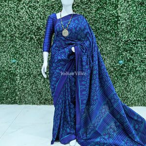 Blue Odisha Ikat Contemporary Silk Saree