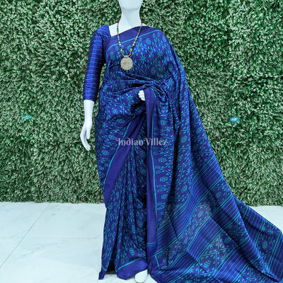 Blue Odisha Ikat Contemporary Silk Saree