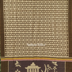 Brown Odisha Ikat Sambalpuri Pure Cotton Saree