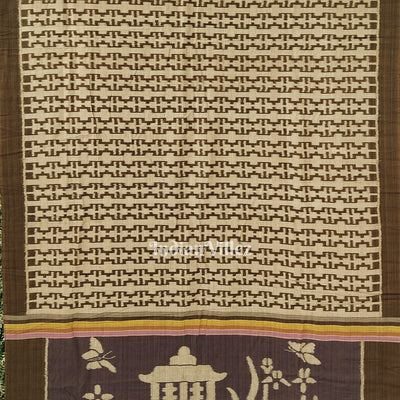 Brown Odisha Ikat Sambalpuri Pure Cotton Saree
