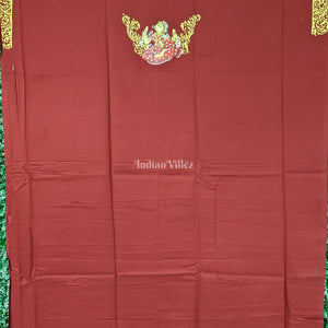 Maroon Nartaki Theme Pattachitra Kurti Cotton Dress Material