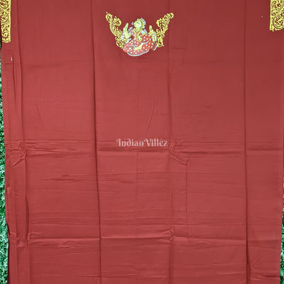 Maroon Nartaki Theme Pattachitra Kurti Cotton Dress Material