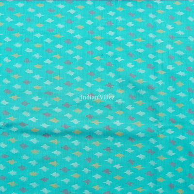 Sky Blue Handwoven Pochampally Ikat Sico Fabric