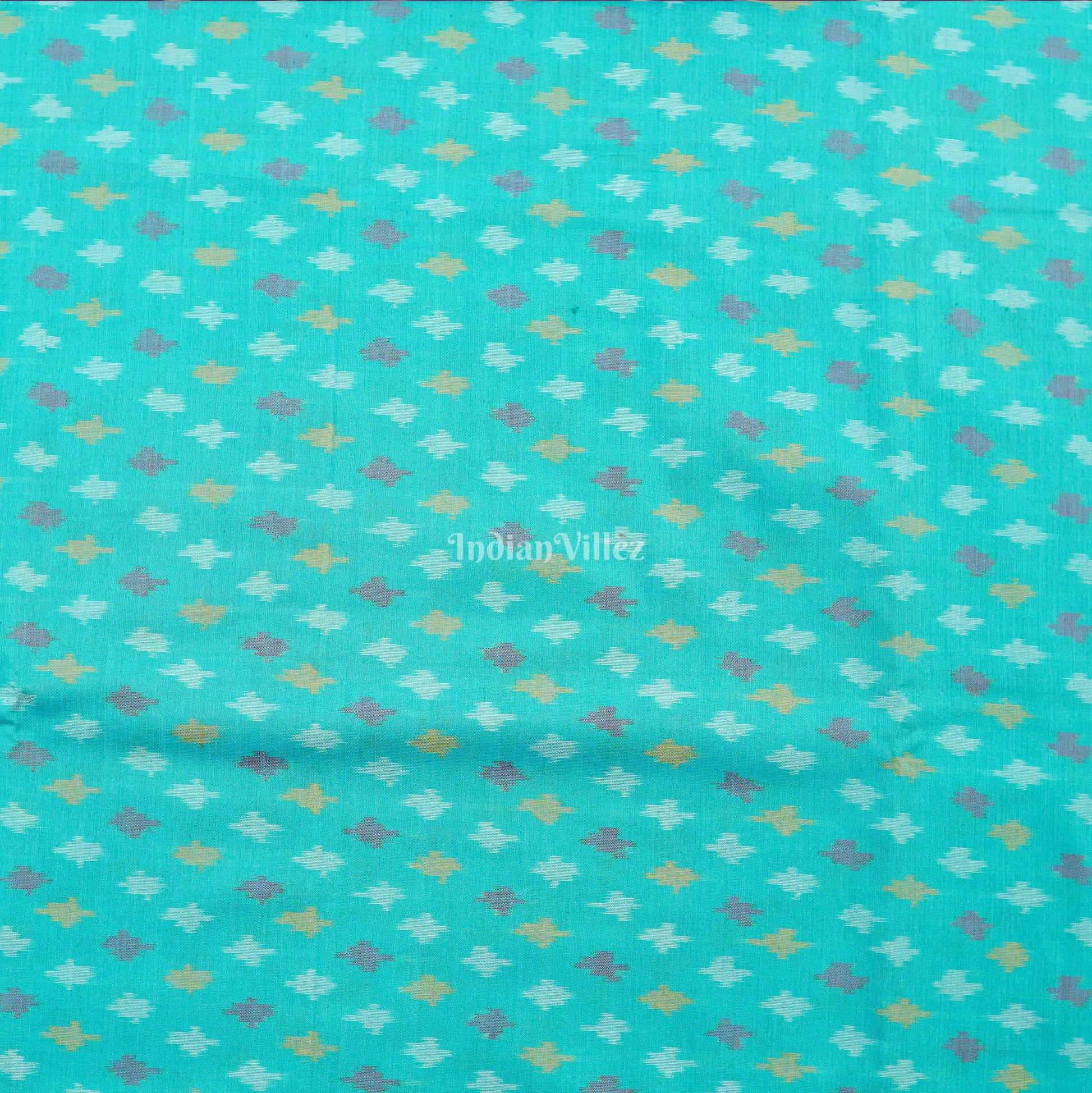 Sky Blue Handwoven Pochampally Ikat Sico Fabric