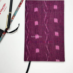 Wine Pink Handmade Ikat Woven Cotton Fabric Cover Diary