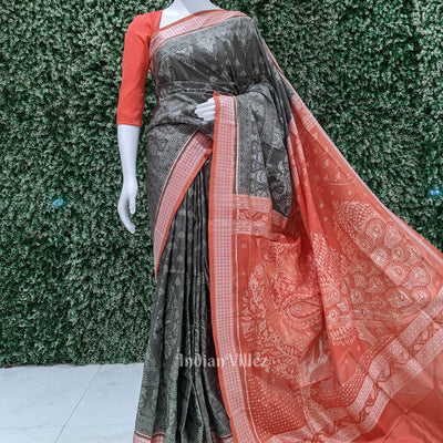 Moss Green Odisha Ikat Sambalpuri Silk Saree