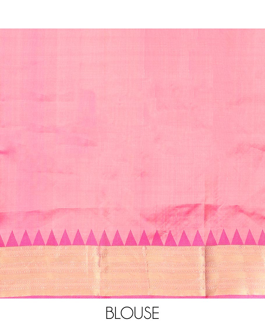 Cream buttas silk saree, contrast border of rekku,Muthu,kathir & banaras & jaal pallu