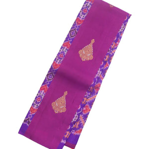 Purple Handloom Kanchipuram Silk Saree With Ikat Floral Motifs