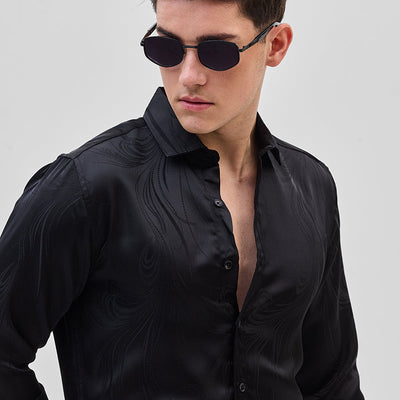Black Self-Design Shirt