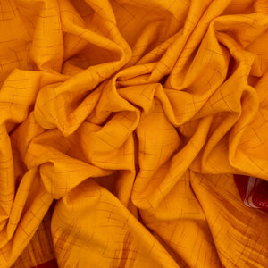 Yellow Handloom Orissa Cotton Saree With Contrast Red Border