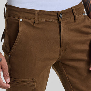 Brown Slim Fit Cargo Jeans