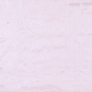 Pink embroidered half-saree, embroidered patch border, embroidered blouse & contrast scallop embroidered dhavani