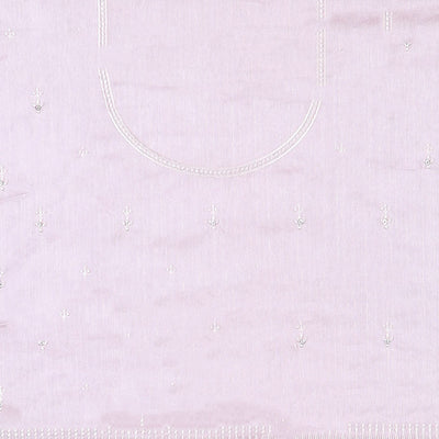 Pink embroidered half-saree, embroidered patch border, embroidered blouse & contrast scallop embroidered dhavani