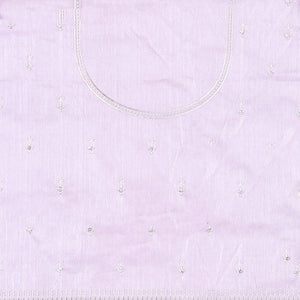 Pink embroidered half-saree, embroidered patch border, embroidered blouse & contrast scallop embroidered dhavani