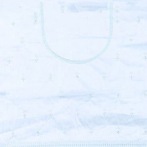 Pink embroidered half-saree, embroidered patch border, embroidered blouse & contrast scallop embroidered dhavani