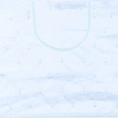 Pink embroidered half-saree, embroidered patch border, embroidered blouse & contrast scallop embroidered dhavani