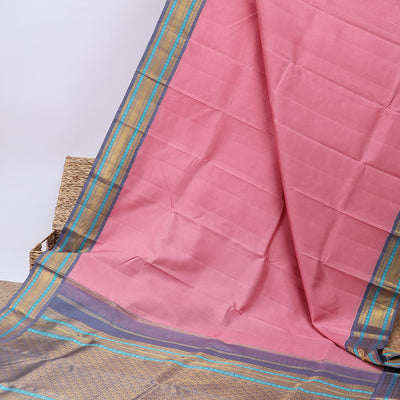 Pink Kanchipuram silksaree,contrast intricate pallu & korvai border of vanki manga,muthu,kathir,mayil,lavangam,kuyil kan
