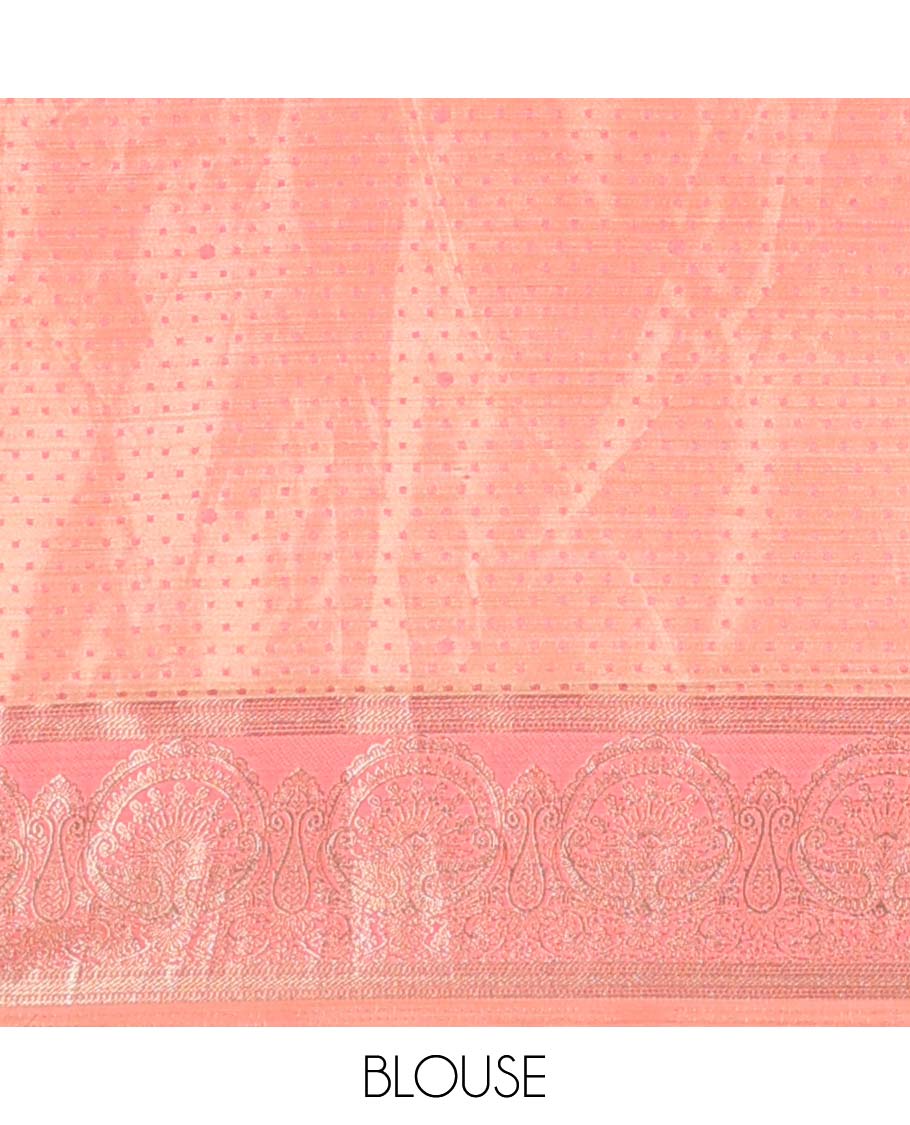 Pink zari buttas art silk half saree, traditional patterned border, zari design blouse & intricate dupatta