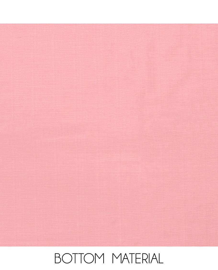 Pink chudidhar material set, jacquard banaras top, plain bottom & floral jaal jacquard dupatta
