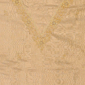 Sandal chudidhar material set, embroidered v-neck top, plain bottom & zari design dupatta