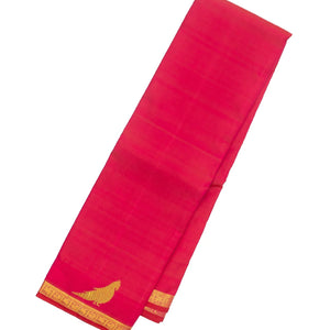 Hot Pink Handloom Kanchipuram Silk Saree With Parrot Buttas