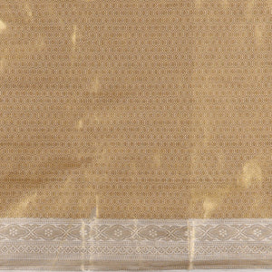 Green jacquard semi-banaras tissue saree, contrast traditional design zari border & pallu of intricate designs