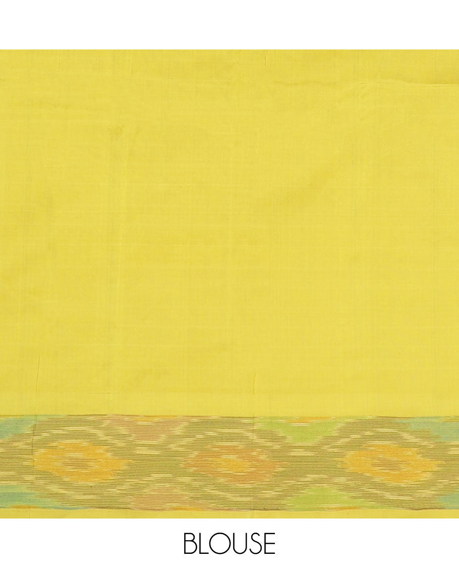 Blue checked kuppadam cotton saree, ikkat border & contrast pallu of stripes