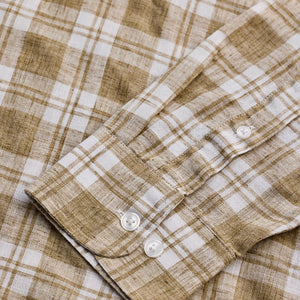 Beige Checks Linen Blend Shirt