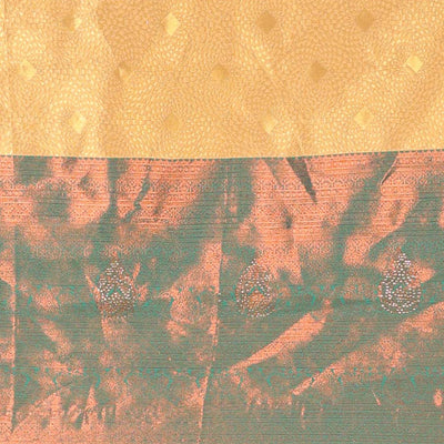 Gold jacquard  art-silk half-saree, contrast zari design blouse, traditional design border & intricate dupatta