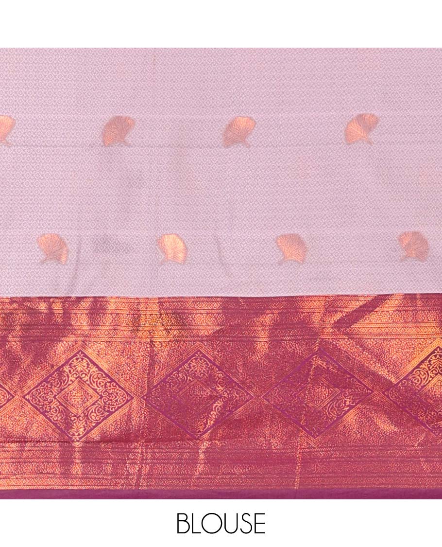 Pink jacquard art-silk half-saree, zari design blouse, contrast traditional design border & intricate dupatta