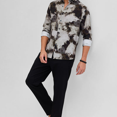 Dark Brown Textured Abstract Shirt