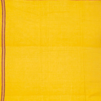 Mustard Handloom Bhujodi Cotton Saree With Cross Buttas