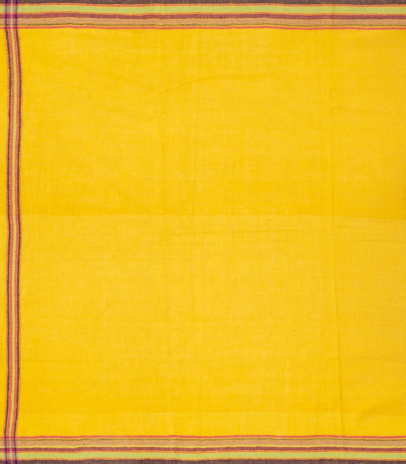 Mustard Handloom Bhujodi Cotton Saree With Cross Buttas