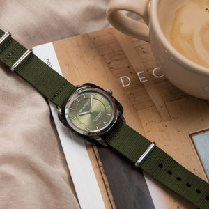 Clubmaster Chic Women Quartz Olive Green Dial Analog Nato Watch 21536.PRA.UG.26.NOL