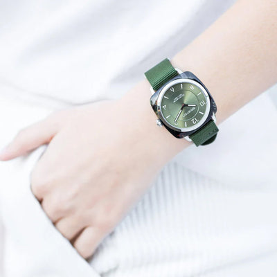 Clubmaster Chic Women Quartz Olive Green Dial Analog Nato Watch 21536.SA.UG.26.NOL